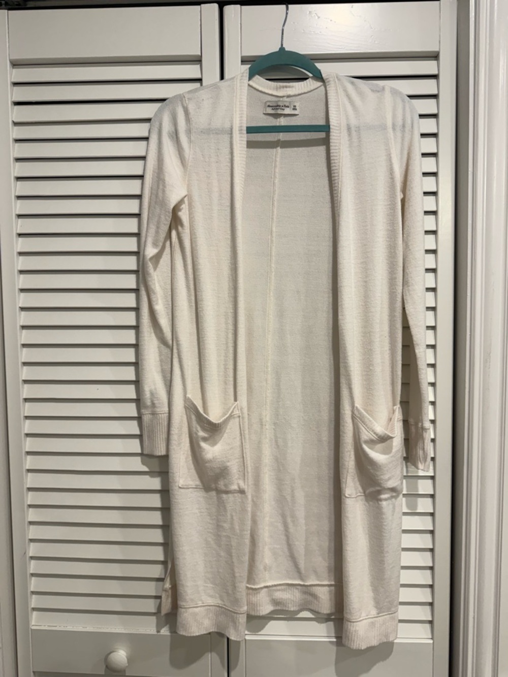 Abercrombie & Fitch Cream Open-Front Long Cardigan